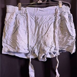 Jolt Sky Blue Striped High Waist Shorts